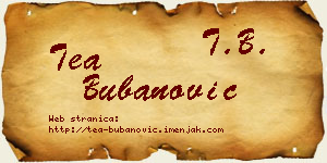 Tea Bubanović vizit kartica